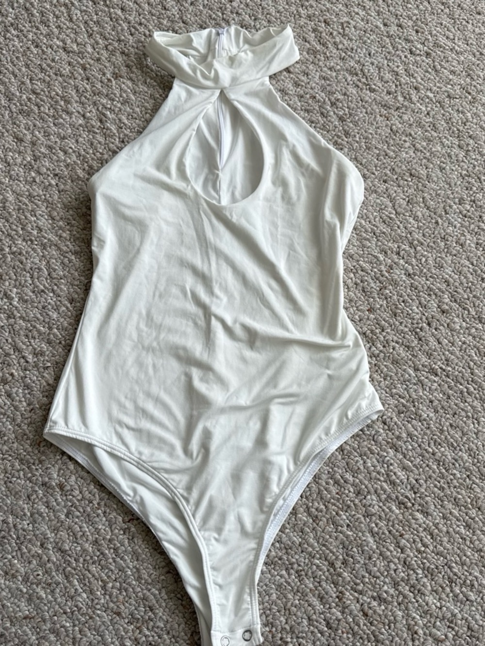 White Halter Keyhole Bodysuit